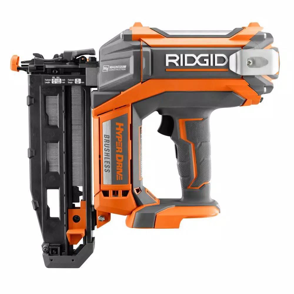 RIDGID 18V Cordless Brushless HYPERDRIVE 16-Gauge 2-1/2 in. Straight Finish Nailer Kit