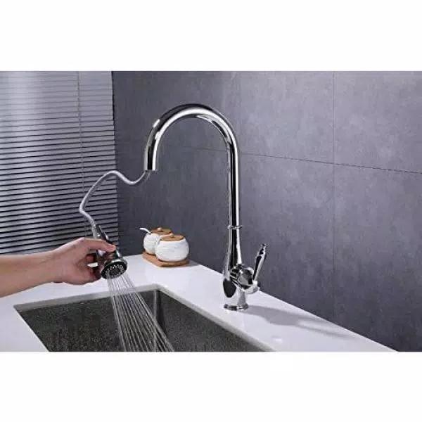 Vanity Art 7.6 in. Single-Handle Pull-Down Sprayer Kitchen Faucet in Polished Chrome