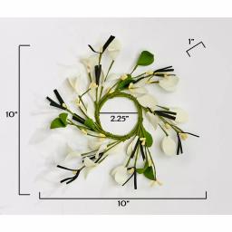 Unbranded 2.25 in. Small Flower and Berry Candle Ring Set of 4 - White and Green Spring Decor thumbnail 2