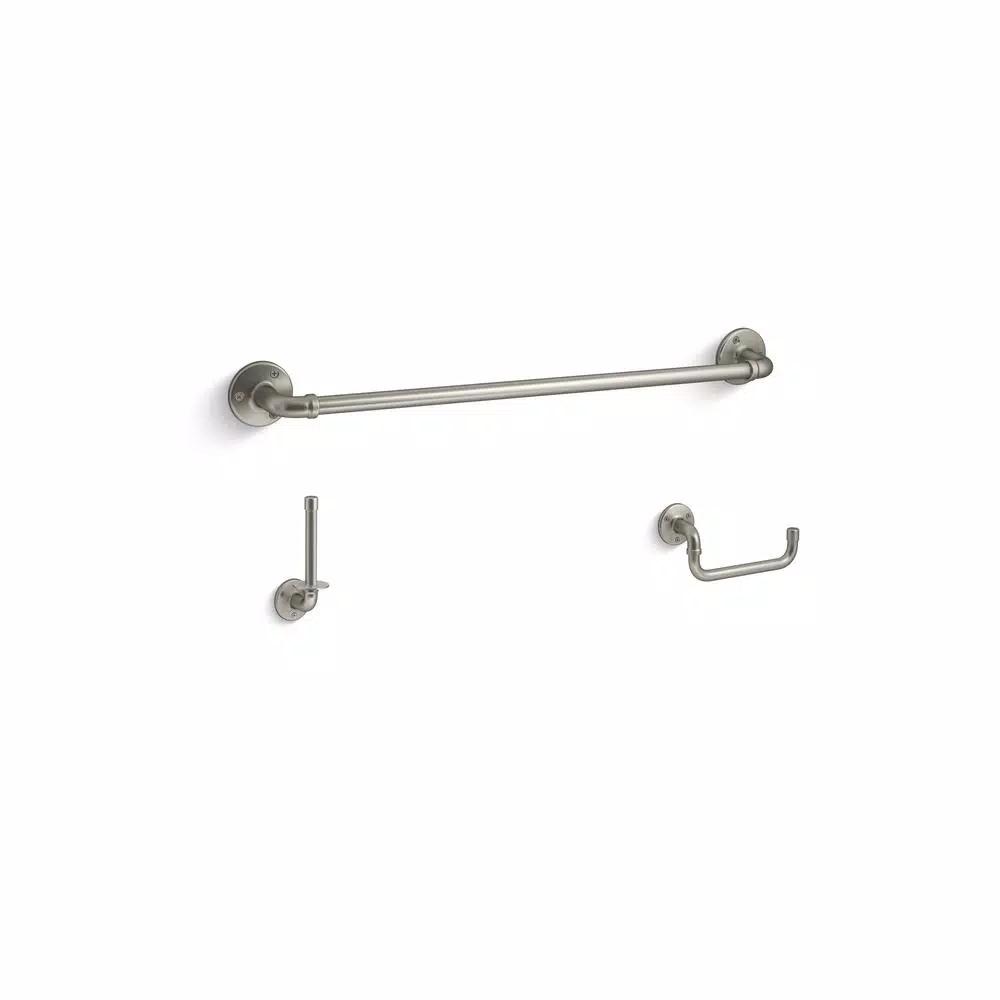 KOHLER Worth 3-Piece Bathroom Hardware Set in Vibrant Brushed Nickel