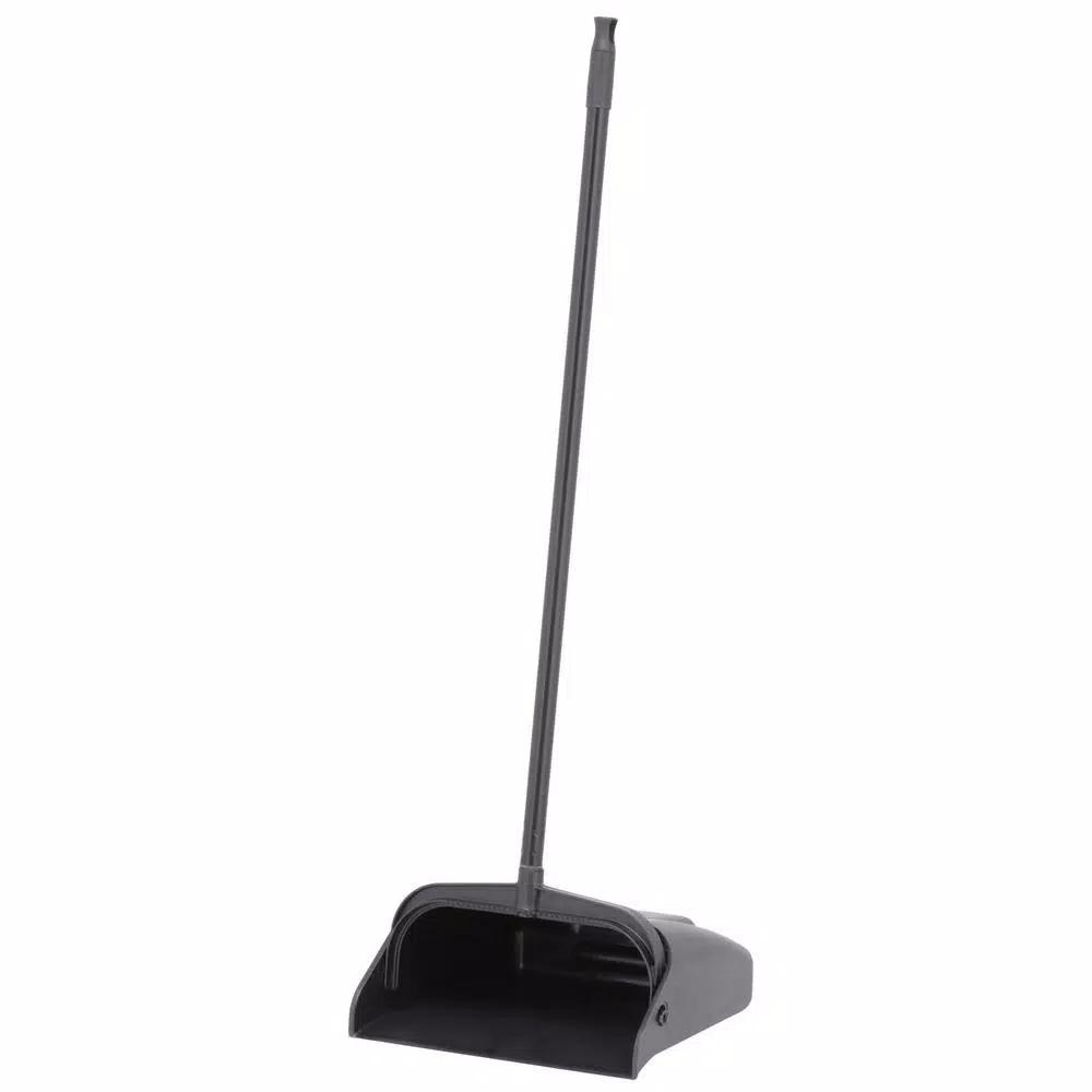 Continental 12 in. Upright Lobby Dust Pan with Vinyl-Coated Steel Handle, Black