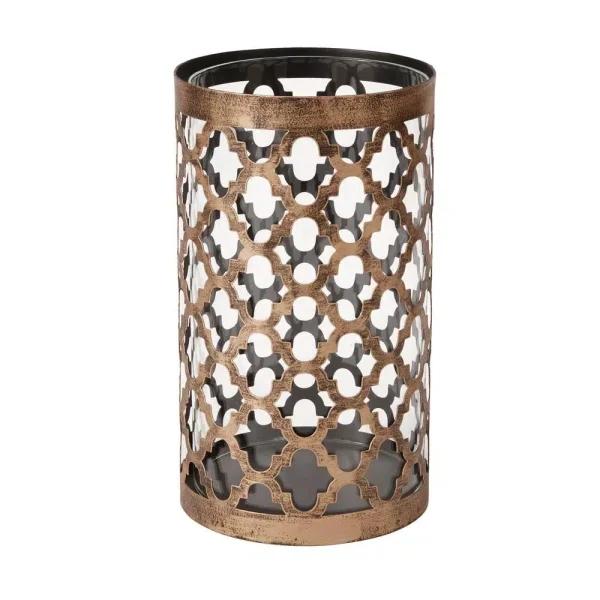 Hampton Bay 9.65 in. Gold Metal and Glass Outdoor Patio Candle Lantern