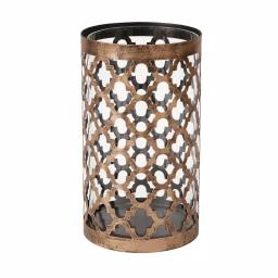 Hampton Bay 9.65 in. Gold Metal and Glass Outdoor Patio Candle Lantern thumbnail 1