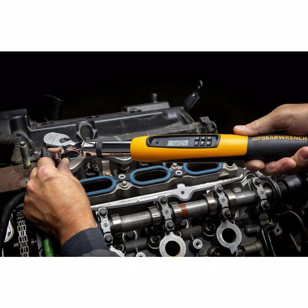 GearWrench 1/2 in. Flex Head Electronic Torque Wrench with Angle, 25-250 ft./lbs.