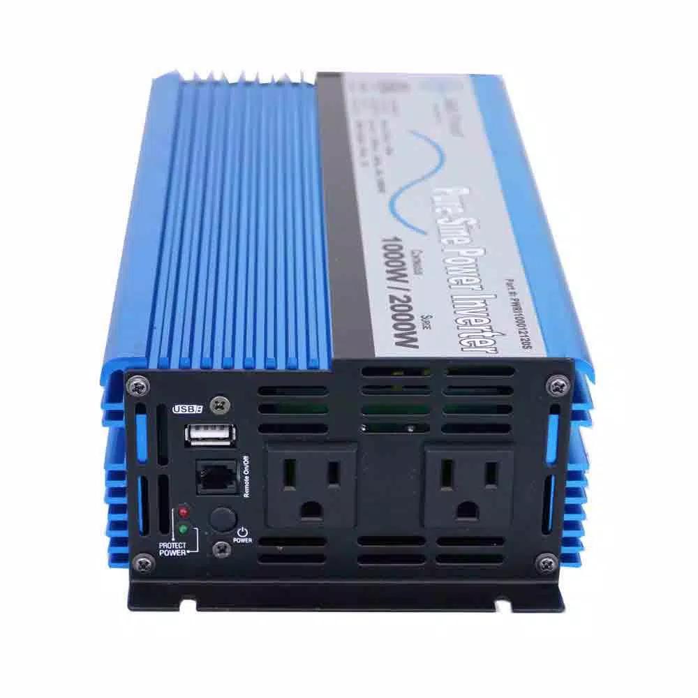 AIMS Power 1000W Pure Sine Wave Power Inverter, 12V DC to 120V AC, ETL Listed