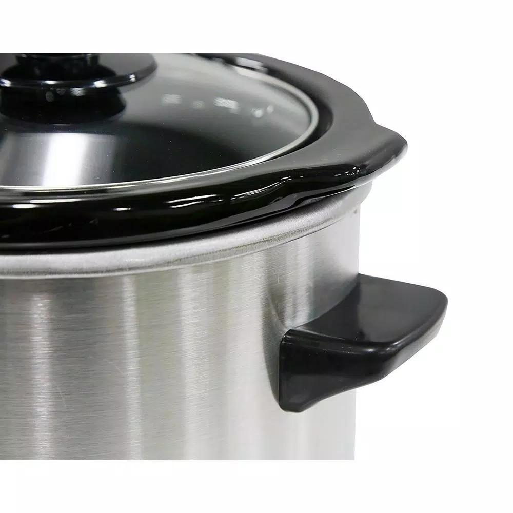 Elite 1.5 Qt. Stainless Steel Mini Slow Cooker with Removable Stoneware Pot