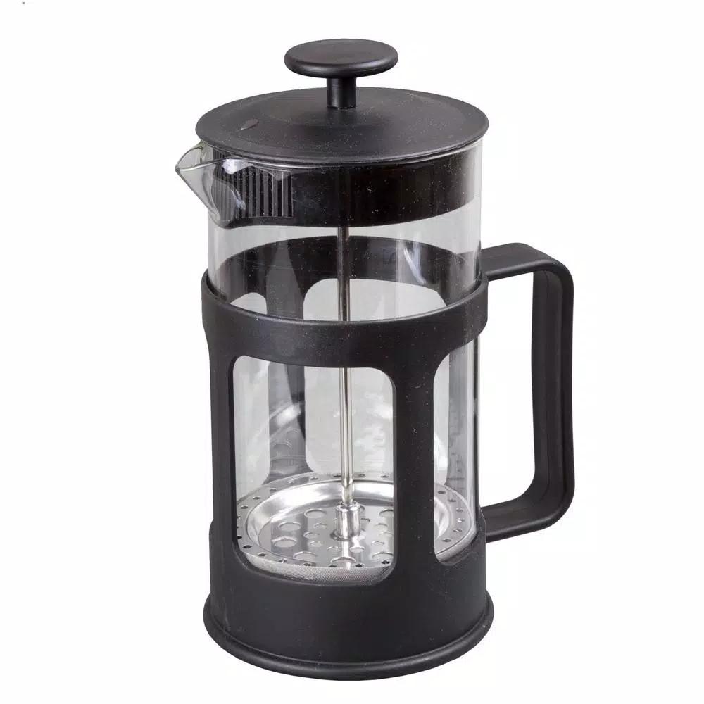 Creative Home 1000ml Glass French Press Coffee Maker and Tea Steeper, 4-Cup Stainless Steel Filter, Black