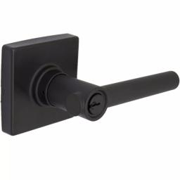 Defiant Highland Matte Black Keyed Entry Door Lever with Square Rose thumbnail 1