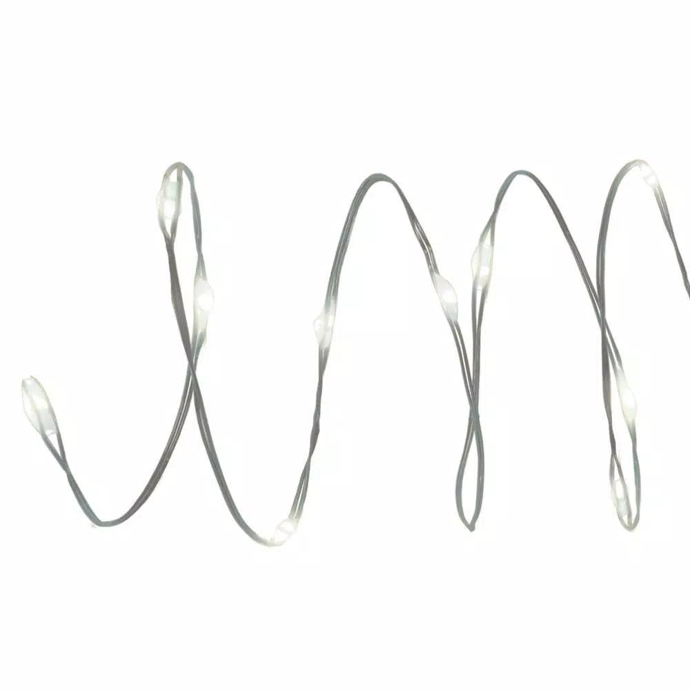 Brite Star 60-Light Pure White LED Fairy Lights with Silver Wire, 8-Function Multi-Mode, 20.5 ft.