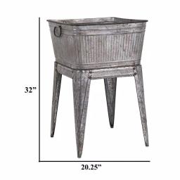 Benzara 32 in. Gray Galvanized Metal Multi-Functional Tub on Stand thumbnail 5