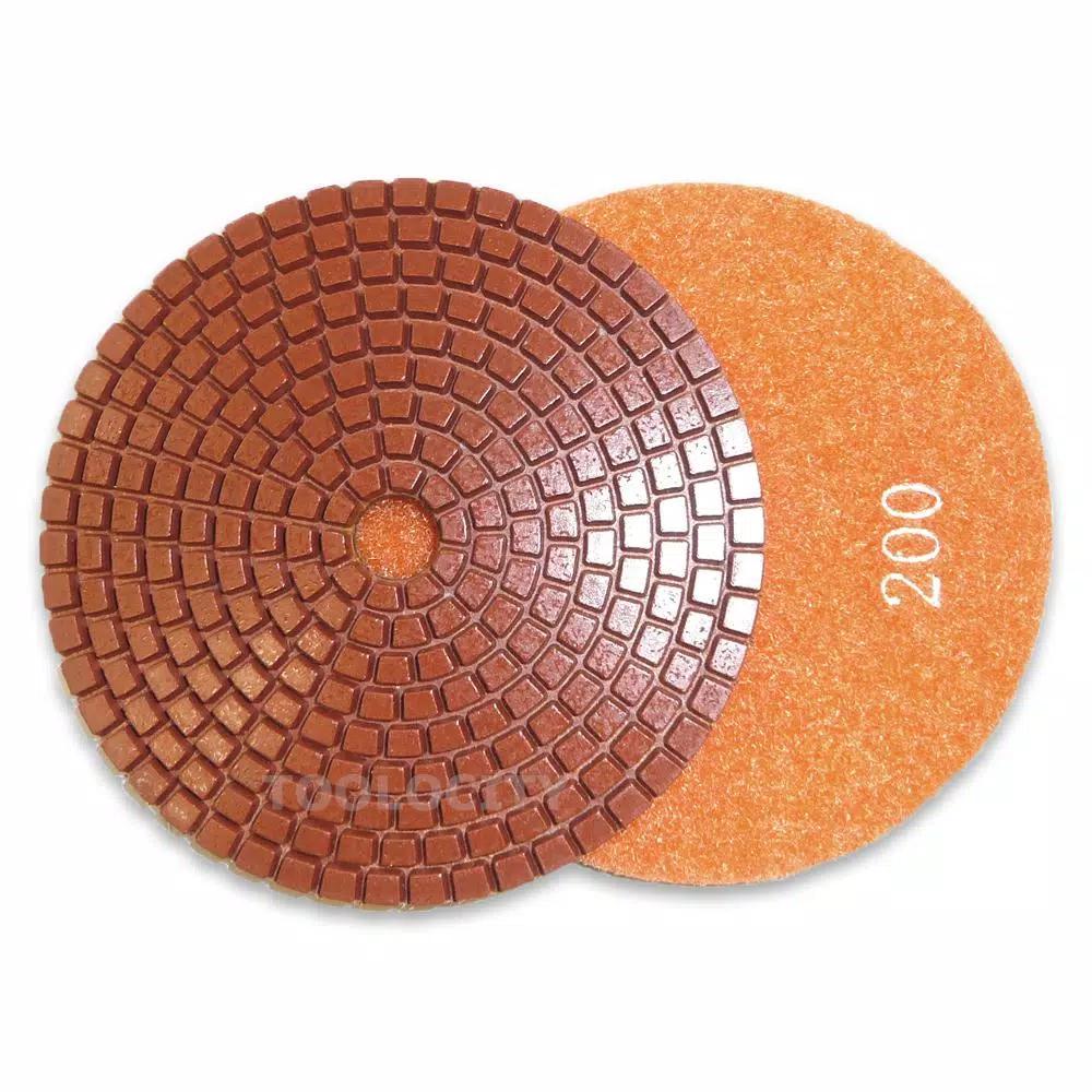 Toolocity JHX 4 in. Metal Bond Diamond Polishing Pad Set with Semi-Rigid Back Holder for Granite and Concrete