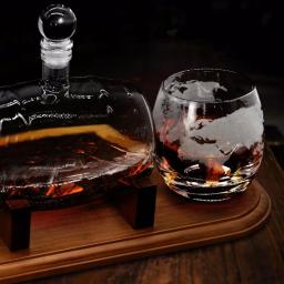 NutriChef 25 oz. Glass Wine and Whiskey Decanter Aerator Set with 2 Whiskey Glasses and Base Stand thumbnail 3