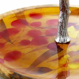 Gibson Elite Philomena 2-Tier Mango Wood Enameled Cake Stand, 13.5" Autumn Tree Design thumbnail 3