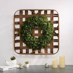 Glitzhome 18 in. Boxwood Wreath with 24 in. Bamboo Tobacco Basket Decor Set thumbnail 7