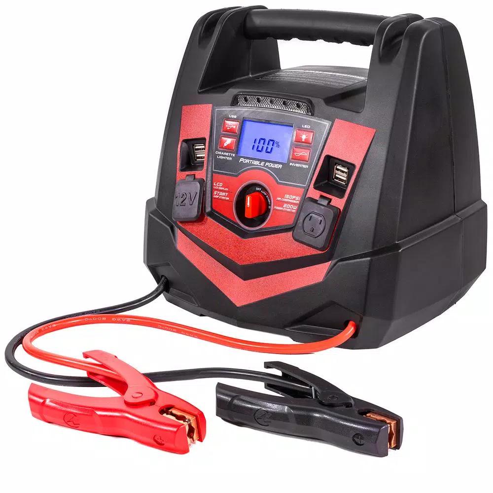 XtremepowerUS 6-in-1 Portable Jump Starter with 1250 Peak Amp & Digital Air Compressor