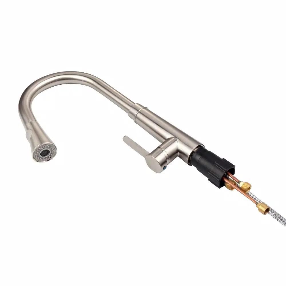 Vanity Art Brushed Nickel Single-Handle Pull-Down Kitchen Faucet with 360 Degree Swivel Spout