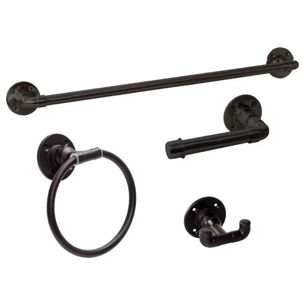 Design House Kimball 4-Piece Bathroom Hardware Accessory Kit, Satin Black