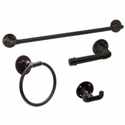 Design House Kimball 4-Piece Bathroom Hardware Accessory Kit, Satin Black thumbnail 1
