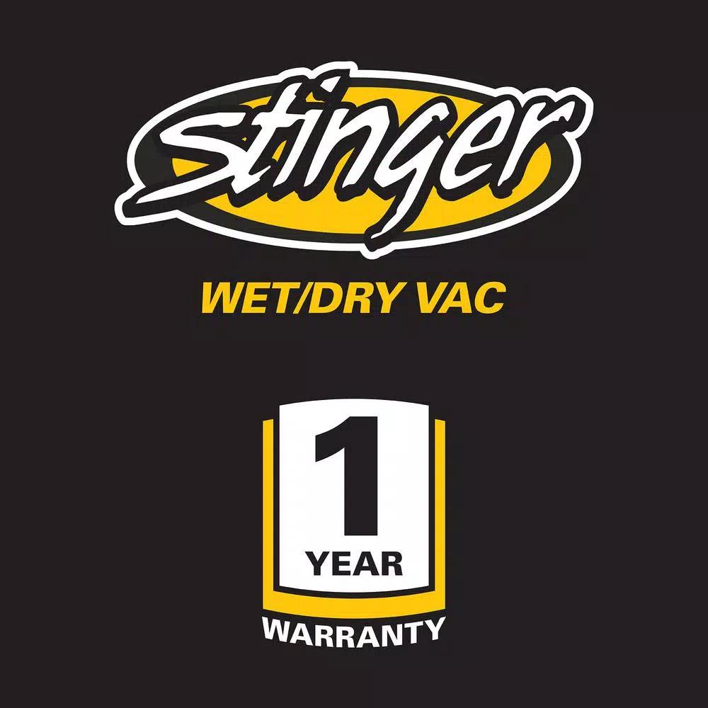 Stinger 2.5 Gal. 1.75 Peak HP Compact Wet/Dry Shop Vacuum with Hose and 6 Filter Bags