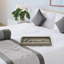 Elegant Designs Rustic Gray Wooden Decorative Serving Tray with Black Metal Handles thumbnail 8
