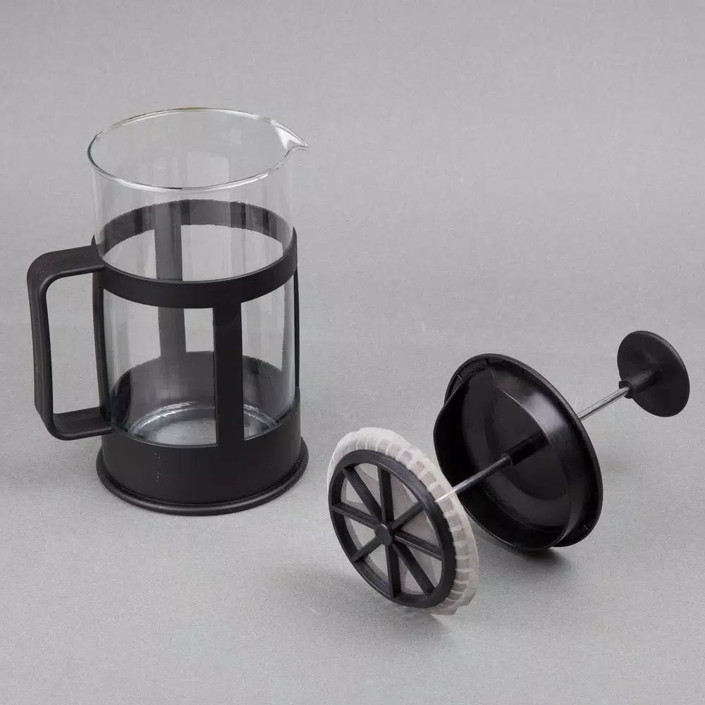 Creative Home 1000ml Glass French Press Coffee Maker and Tea Steeper, 4-Cup Stainless Steel Filter, Black