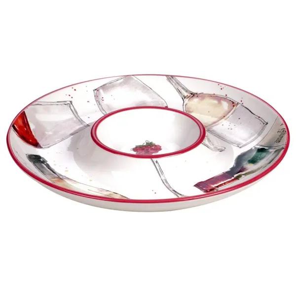 Certified International Napa 13.5 in. Earthenware Chip and Dip Server, Multi-Colored