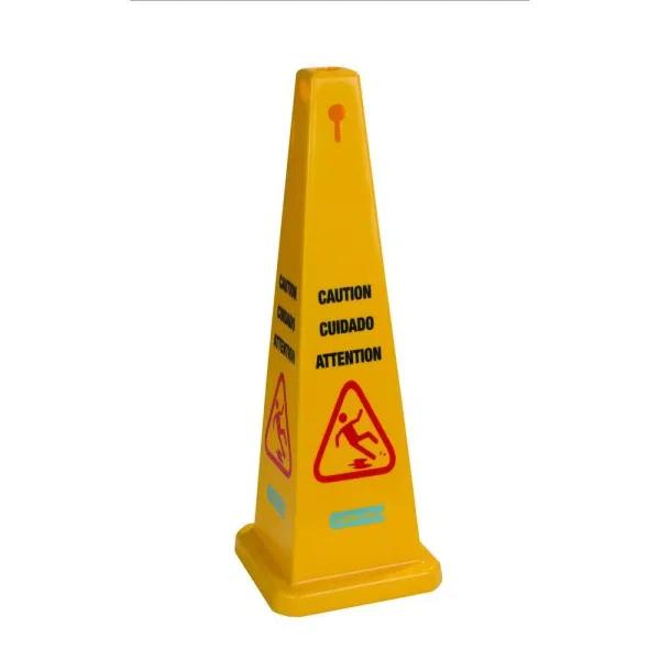 Carlisle 36 in. 4-Sided Multilingual Caution Cone, English/Spanish/French (Case of 3)