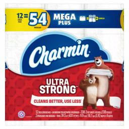 Charmin Ultra Strong Toilet Paper, 2-Ply Mega Plus Rolls, 12 Count Pack thumbnail 1
