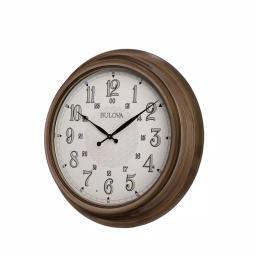 Bulova 24 in. Indoor Outdoor Wall Clock with Metal Wicker Finish and Auto-Illuminating LED Lights thumbnail 1