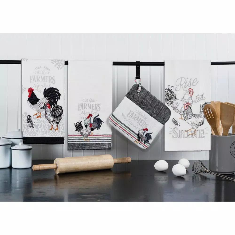 Kay Dee Farmers Market Cotton Multi Kitchen Textiles Set - 4 Piece Rooster Farmhouse Collection