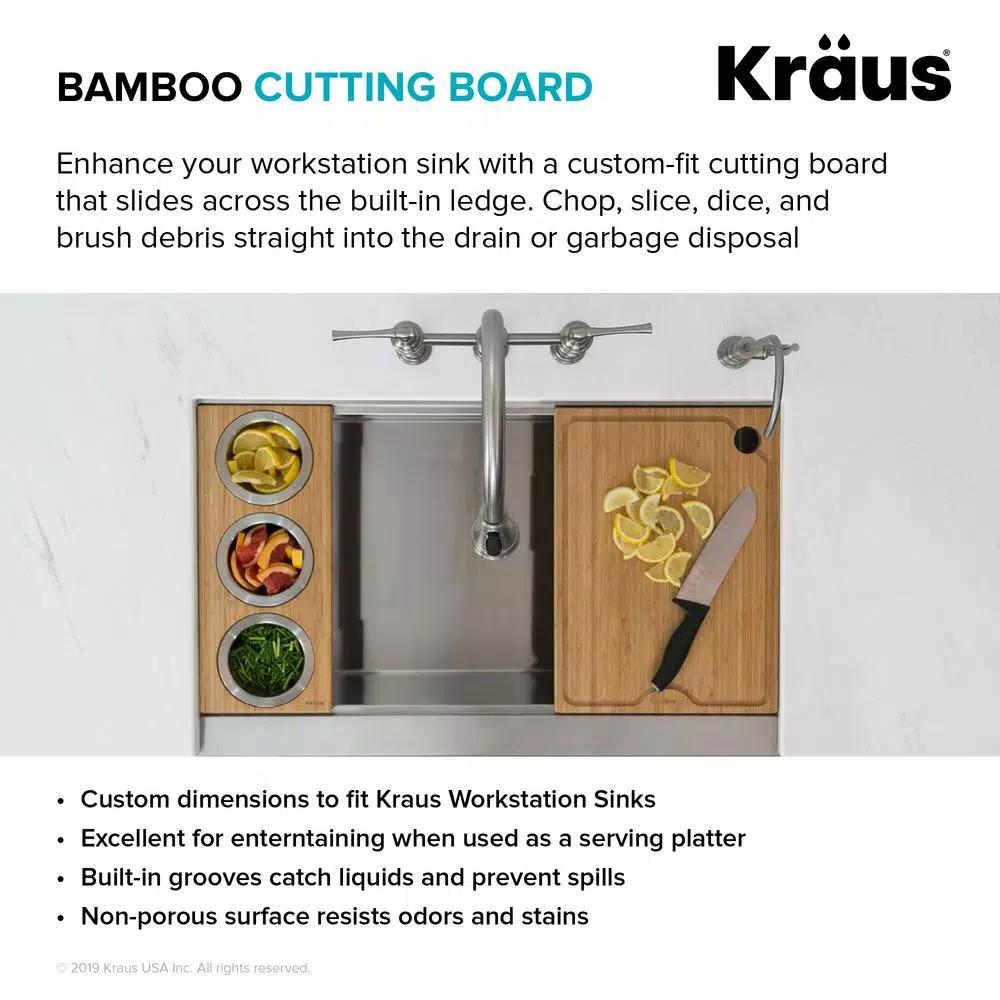 KRAUS 12 in. Solid Bamboo Workstation Sink Cutting Board