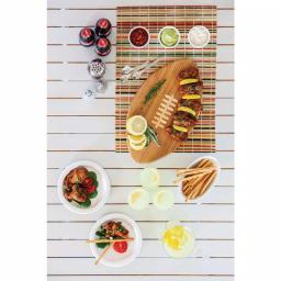 Picnic Time Touchdown 16 in. Oval Bamboo Football Cutting Board and Charcuterie Serving Tray thumbnail 6