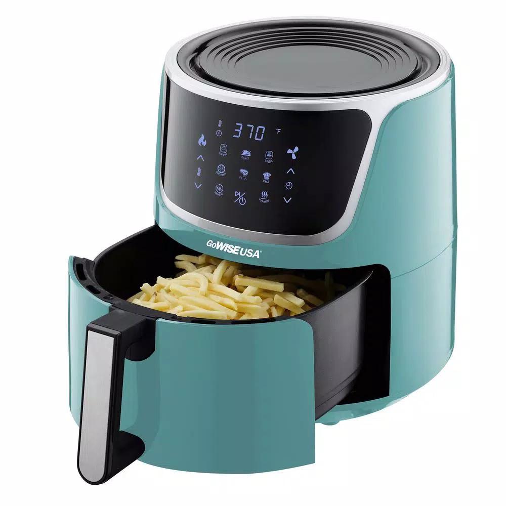 GoWISE USA 7 Qt. Digital Air Fryer with Dehydrator, 8-in-1 Functions and 3 Stackable Racks, Mint