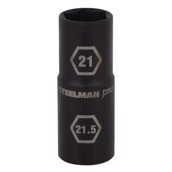STEELMAN PRO STEELMAN 1/2 in. Drive 6-Point Thin Wall Impact Flip Socket, 21 mm x 21.5 mm