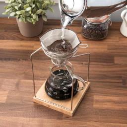 Old Dutch 20oz Stainless Steel Pour Over Coffee Maker Set with Glass Carafe and Rubberwood Base thumbnail 4