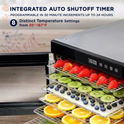 Ivation 6-Tray Stainless Steel Electric Food Dehydrator, 600W with Digital Timer and Temperature Control thumbnail 4