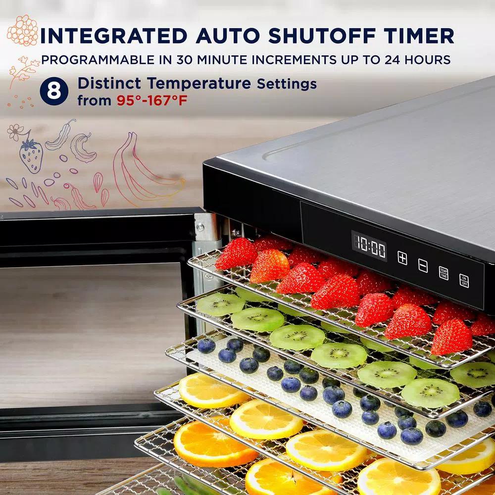 Ivation 6-Tray Stainless Steel Electric Food Dehydrator, 600W with Digital Timer and Temperature Control