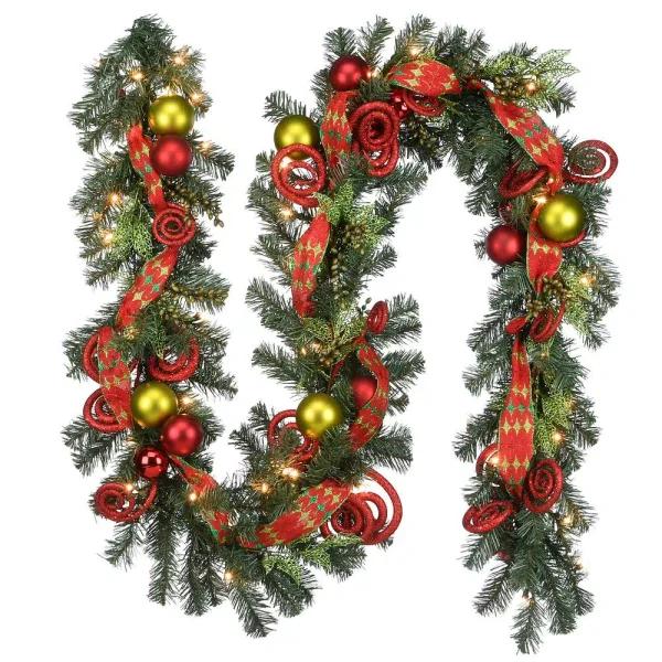 National Tree Company 9 ft. Artificial Christmas Garland with 50 Clear Lights and Ornaments