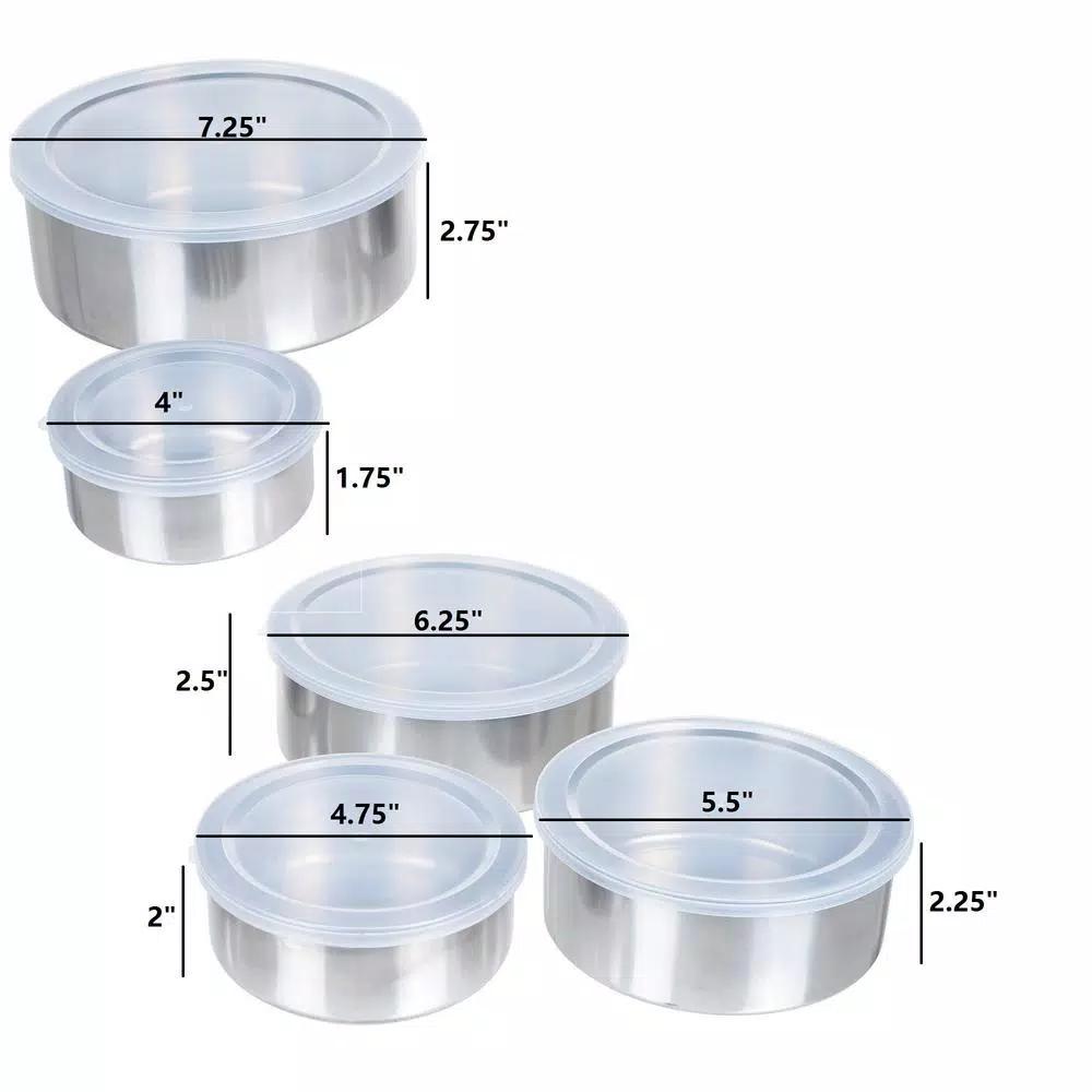 Chef Buddy 5-Piece Stainless Steel Nesting Bowl Set with Airtight Lids