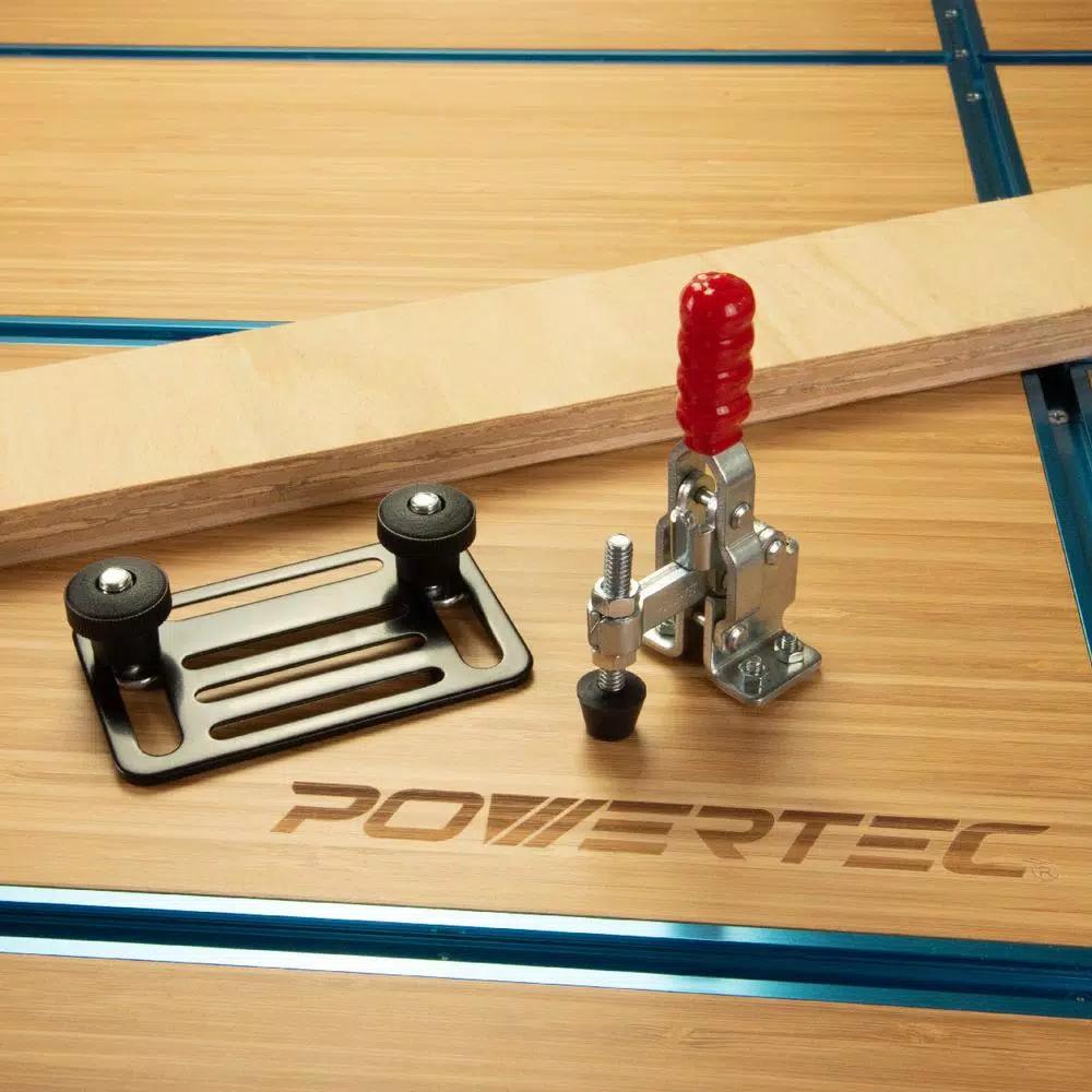 POWERTEC Heavy Duty Steel Toggle Clamp Mounting Plate Set for T-Track Rails and Jigs