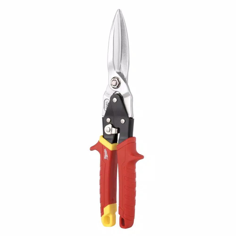 Milwaukee 11.5 in. Straight-Cut Aviation Snips with Forged Serrated Blades