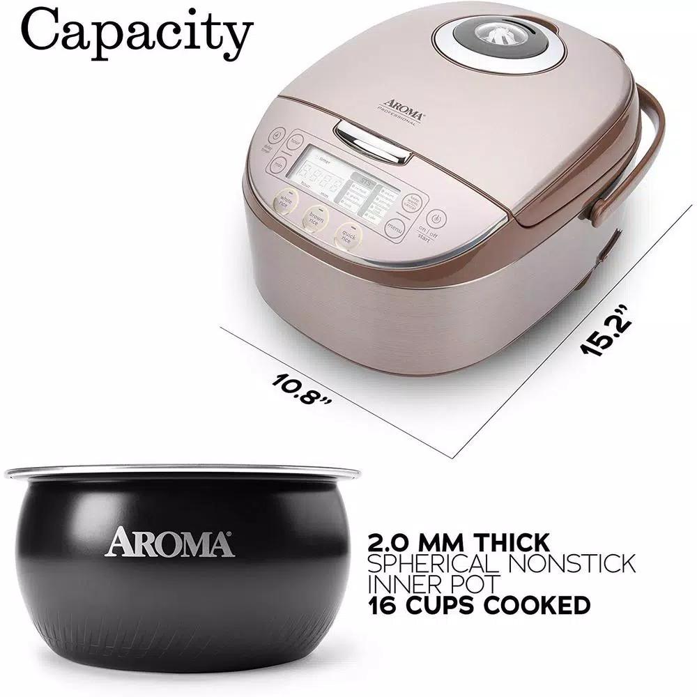 Aroma Professional 4 Qt. Champagne Electric Multi-Cooker with Ceramic Pot and Turbo Convection