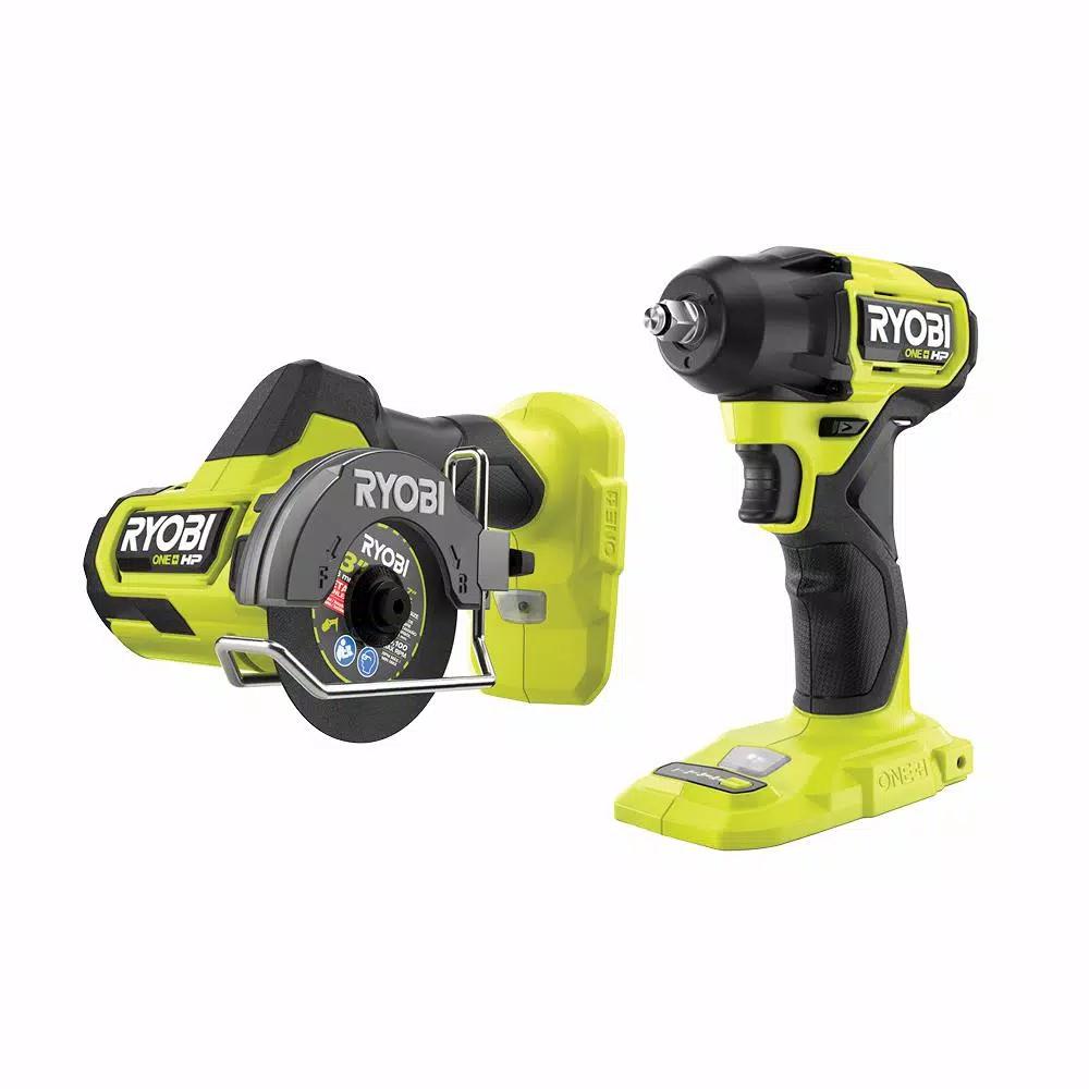 RYOBI ONE+ HP 18V Brushless 3/8 in. Impact Wrench and Compact Cut-Off Tool Combo Kit (Tools Only)
