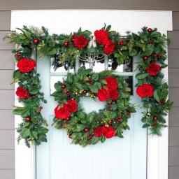 Village Lighting Company 30 in. Pre-Lit Red Peony and Berry Artificial Christmas Wreath with 50 LED Lights thumbnail 3