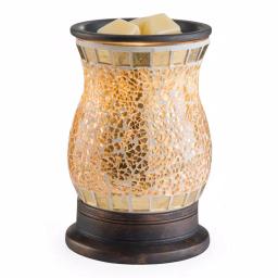 Candle Warmers Etc 8.8 in. Gilded Glass Illumination Fragrance Warmer with Gold Mosaic Design thumbnail 1