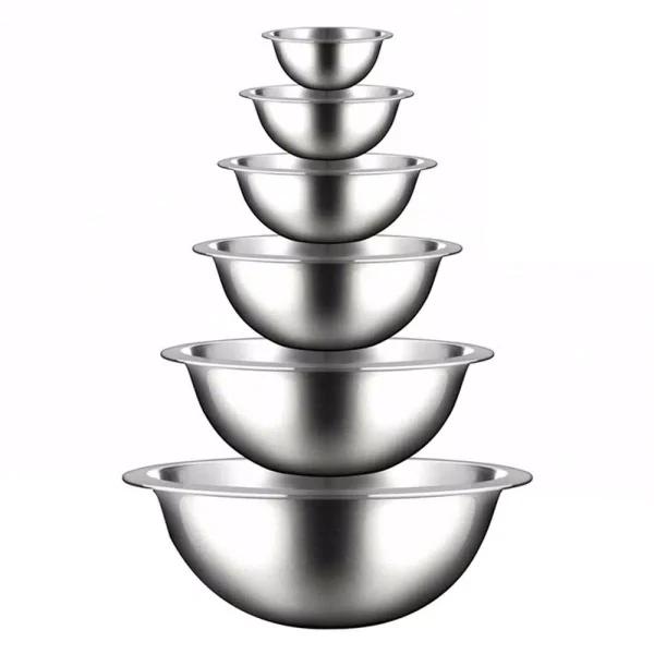 NutriChef 6-Piece Stainless Steel Kitchen Mixing Bowls Set