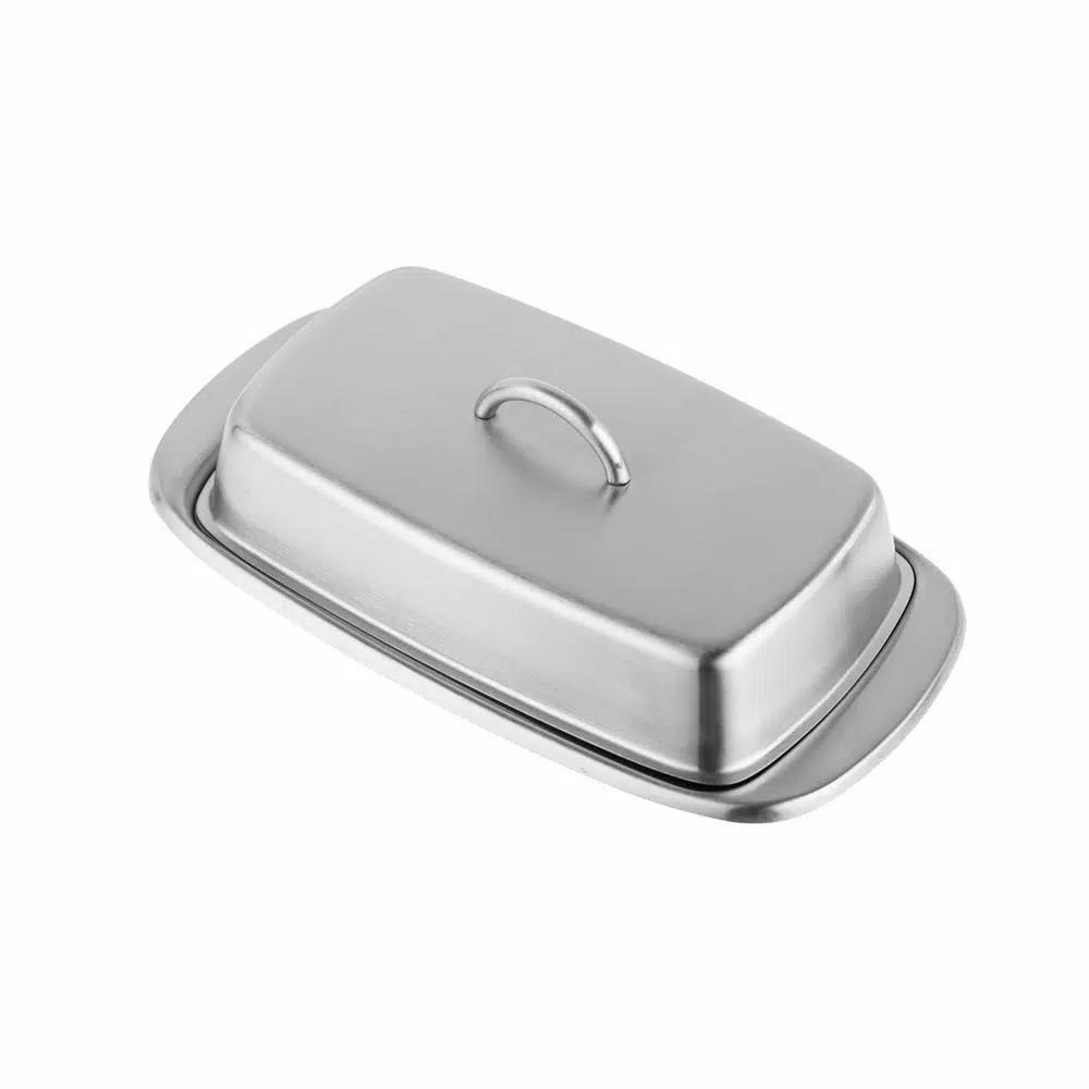 Jiallo Stainless Steel Butter Dish with Lid, Modern Rectangular Food Storage Tray