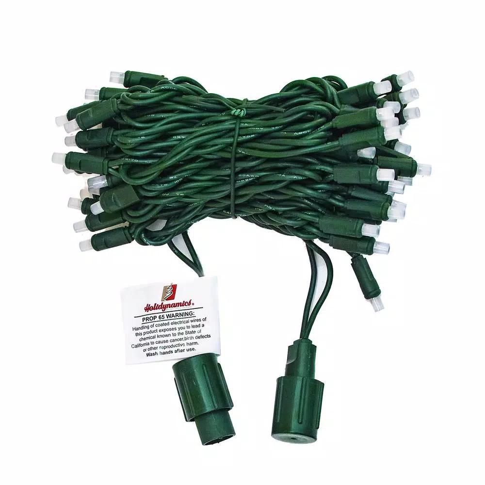 HOLIDYNAMICS HOLIDAY LIGHTING SOLUTIONS 50-Light RGB LED String Lights, 5 mm Frosted Bulbs, 4 in. Spacing, Green Cord