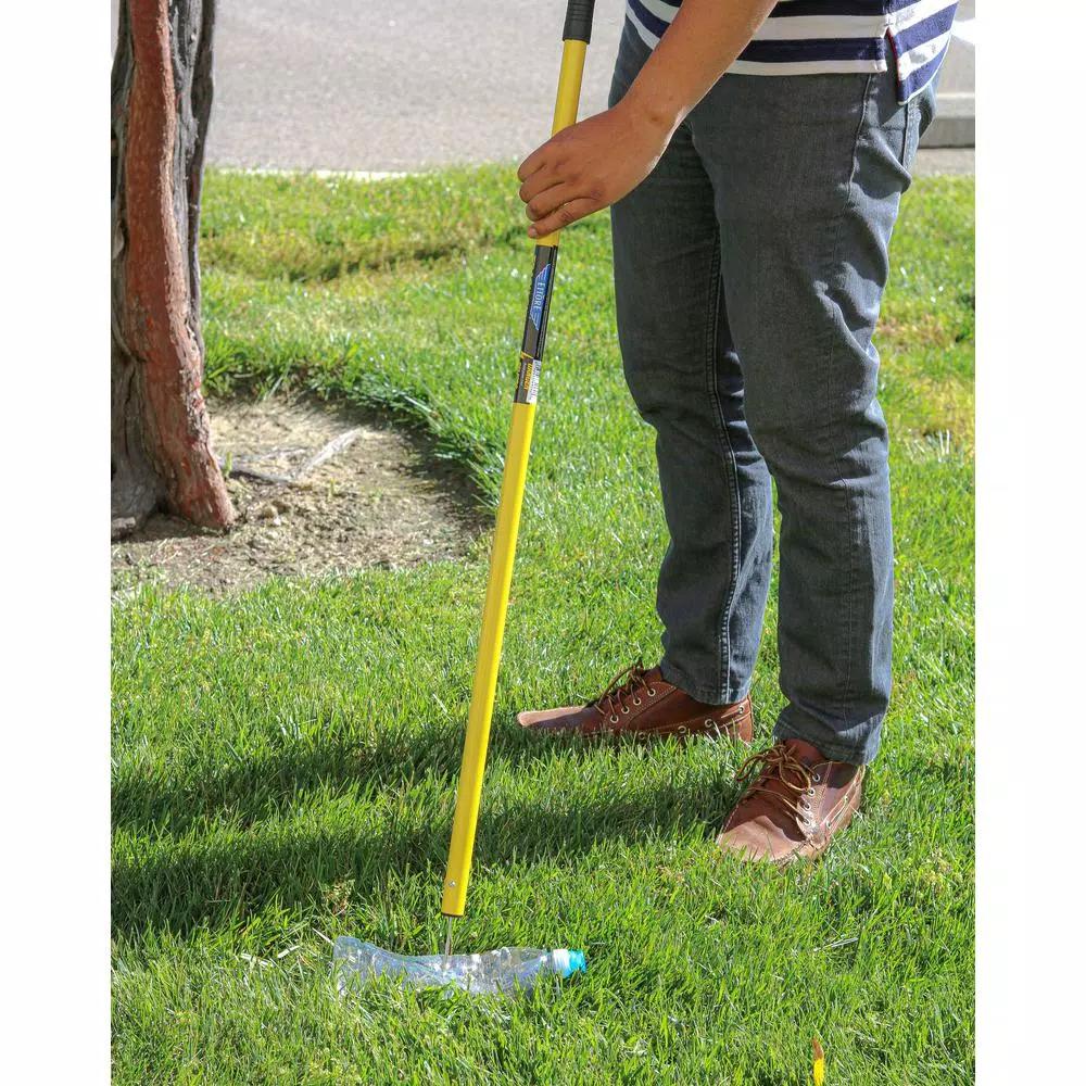 Ettore Professional Trash Picker with Safety Guard - 43 inch High-Visibility Yellow