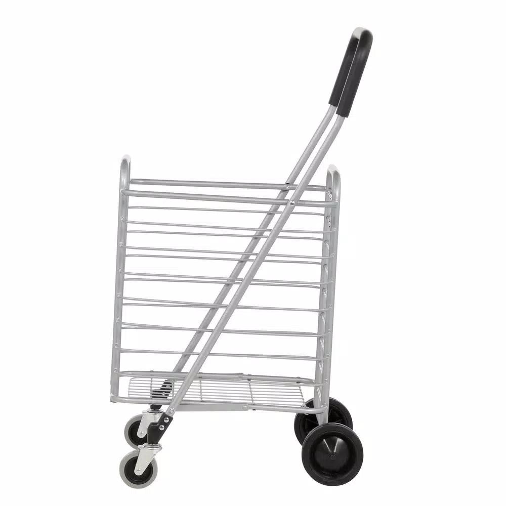 Polder Superlight Shopping Cart, Lightweight Aluminum Grocery & Utility Cart with 360° Swivel Wheels